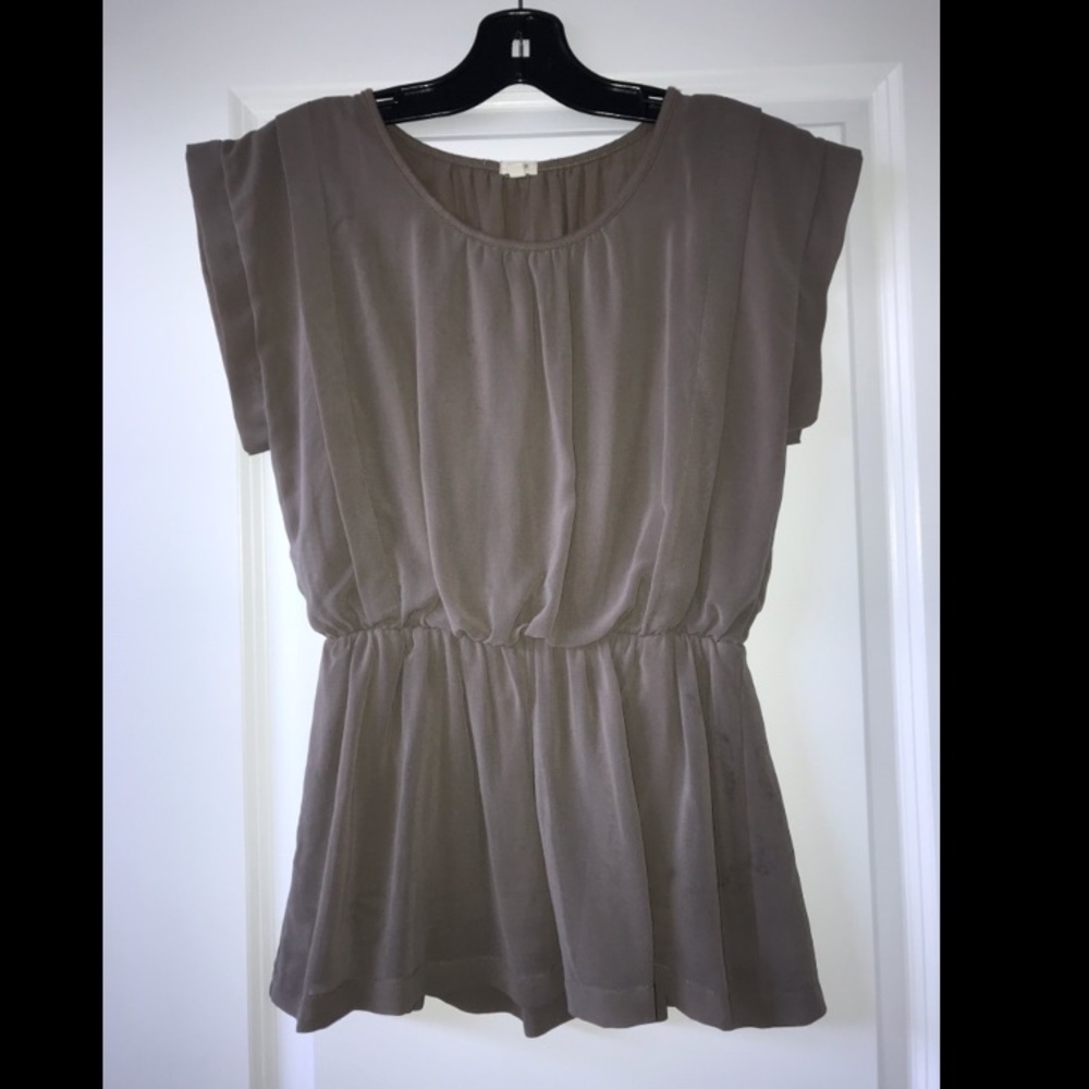 J Crew Taupe Drapey Blouse